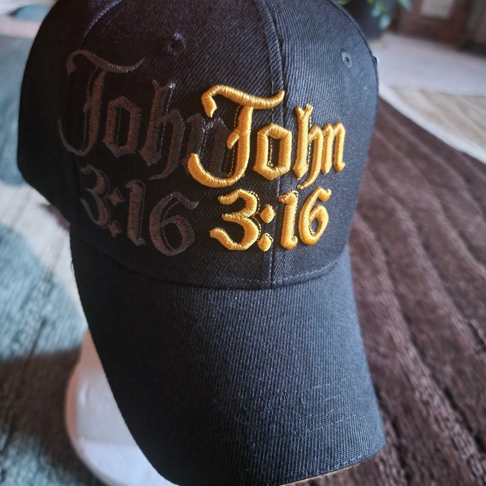 New Black John 3:16 adjustable baseball cap - Picture 6 of 8
